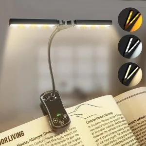 lampe de lecture double tete flexible a accrocher au livre 5
