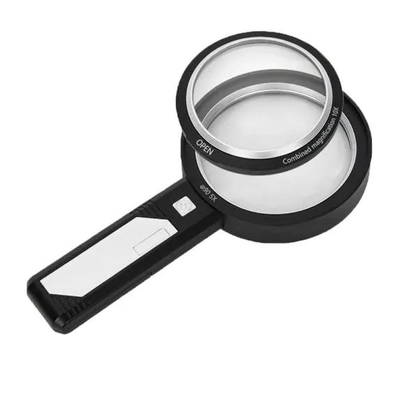 Loupe Lumineuse 3x 10x 55x Avec Détection UV – Petit Format De Poche Pour Lecture, Personnes âgées, Détection De Billets