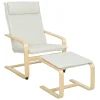 Fauteuil de lecture Homcom scandinave crème en bois de bouleau avec repose-pieds assorti