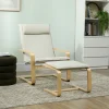 Fauteuil de lecture Homcom scandinave crème en bois de bouleau avec repose-pieds assorti