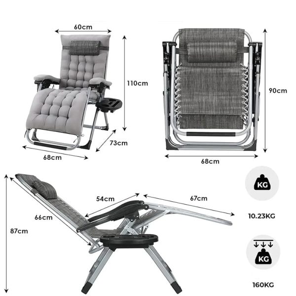 fauteuil chaise de lecture exterieur pliante confortable gris 1