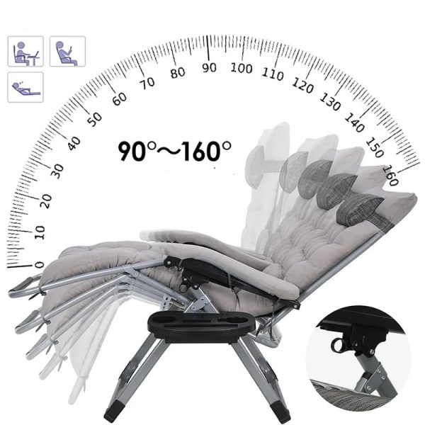 fauteuil chaise de lecture exterieur pliante confortable gris 2