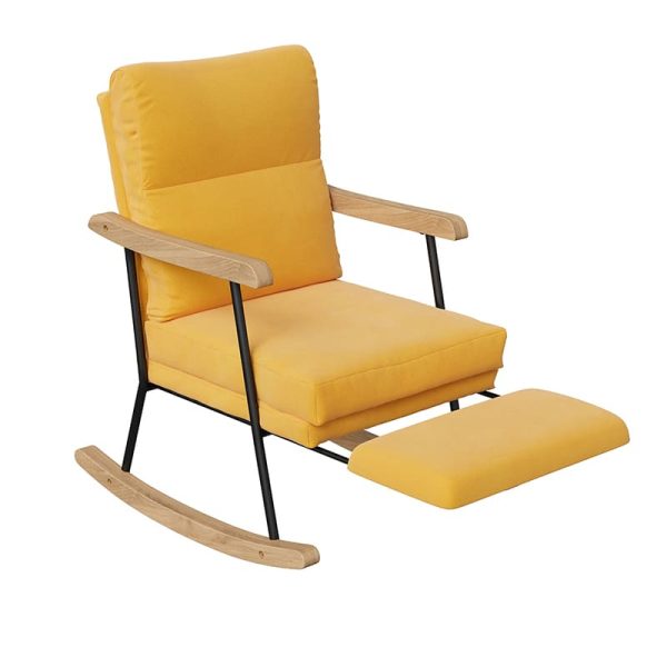 fauteuil de lecture vintage a bascule avec repose pieds orange 1