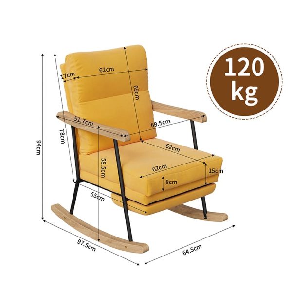 fauteuil de lecture vintage a bascule avec repose pieds orange 2