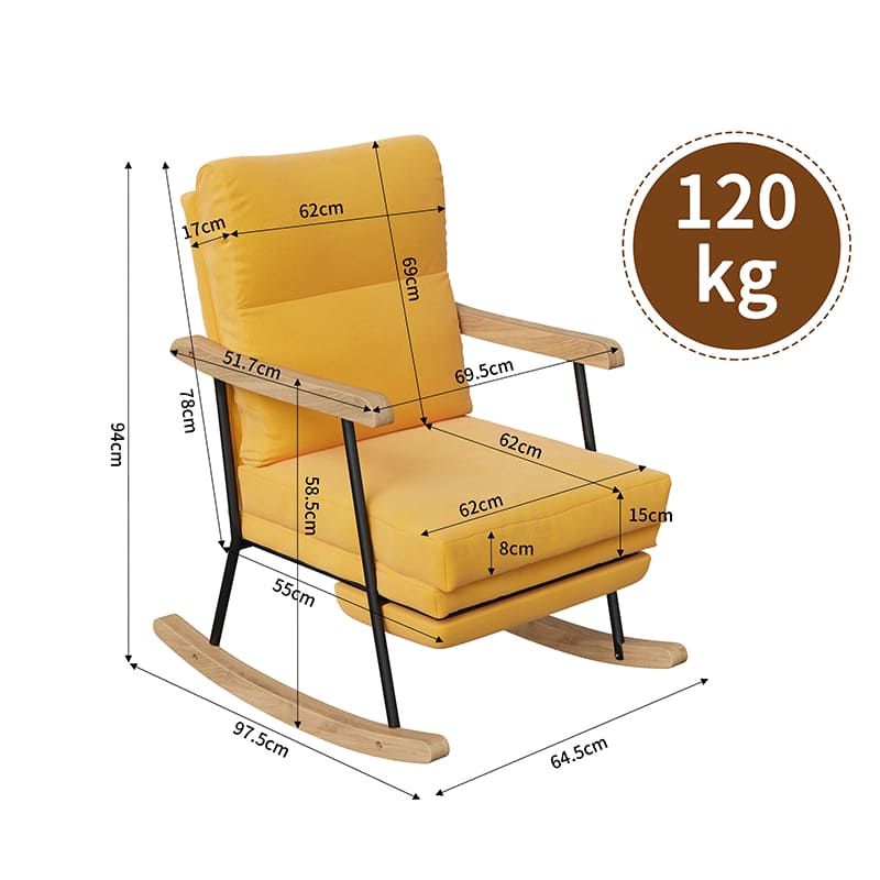 fauteuil de lecture vintage a bascule avec repose pieds orange 2